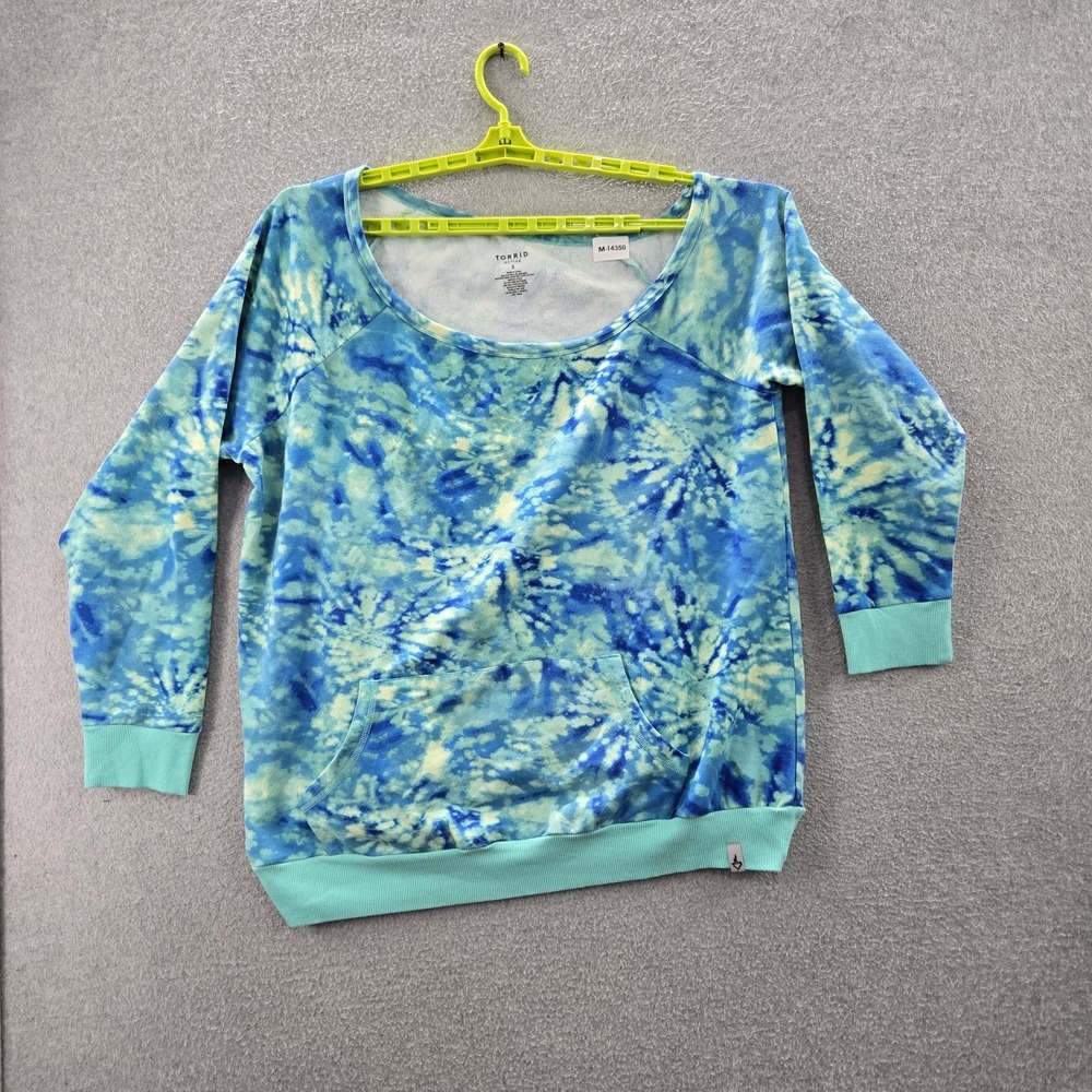 Torrid Women Sweatshirt 3 Blue Tie Dye Active Off The Shoulder Everyday
